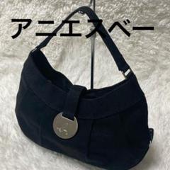 美品　アニエスベー　ハンドバッグ　黒　ワンショルダー　スエード　ブラック　T6 美品 アニエスベー ハンドバッグ 黒 ワンショルダー スエード
