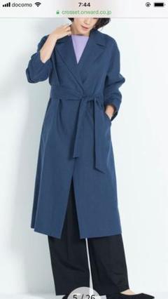 【新品未使用】自由区のウールコート(ネイビー) 新品 mashukashu 変形カラーコート ネイビー