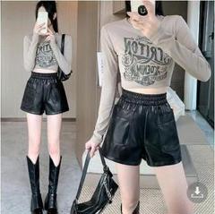 大きいサイズ レディース ショートパンツ　エコレザー　フェイクレザー