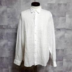 極美品 L フランクアンドアイリーン FINBAR リネン コットン シャツ 白