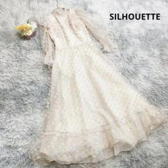 【SILHOUETTE】ロングドレス ワンピース 花柄 シアー ベージュ 舞台