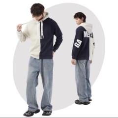 パーカー メンズ 裏起毛 厚手 バイカラー プルオーバー 3XL 特大