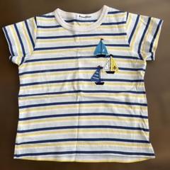 familiar ストライプ ボート刺繍 Tシャツ 100