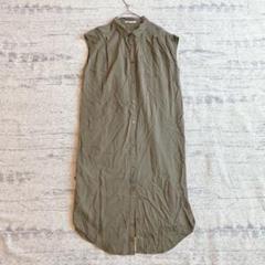 レトロギャラリー シャツワンピース フレンチスリーブ シンプル 無地 E5094