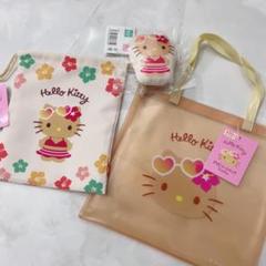 日焼けキティ　ハローキティ PVCバッグ　巾着袋　ぬいぐるみセット