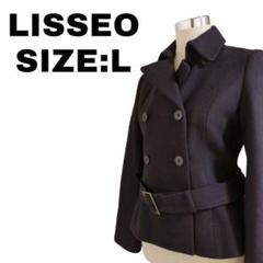 LISSEO 美品 ウールPコート ショート丈 黒 L 秋冬アウター
