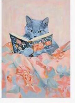 本を読む猫　アートポスター　インテリア　リビング　玄関　トイレ