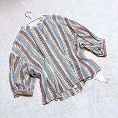 レディアゼル ＊ 新品✨ ブラウス ストライプ柄 リボン (F) 綿100%