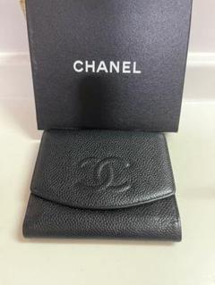 CHANEL キャビアスキン 2つ折り財布 CHANEL 折りたたみ財布キャビアスキンココマークWホック