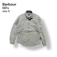 00s Barbourキルティング ボタンダウンシャツ裏地チェック柄 S グレー