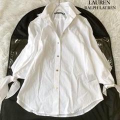LAUREN RALPH LAUREN 袖リボン 金ボタン シャツブラウス S