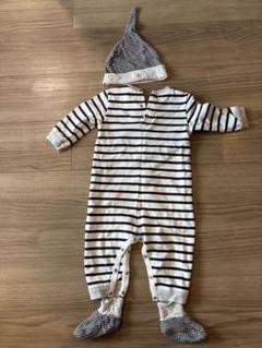 Petit Bateau ストライプロンパース 70