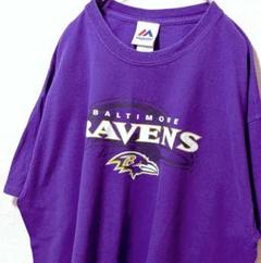 マジェスティックNFLボルチモアレイブンズ ロゴ Tシャツパープル紫XL古着