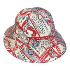 【レア ビンテージ】バドワイザー バケットハット 新品未使用 レッド budweiser バドワイザー 総柄 バケットハット アメカジ