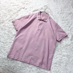 【美品】ユニクロ　ドライカノコ　襟ライン　ポロシャツ　ピンク　コットン　メンズL