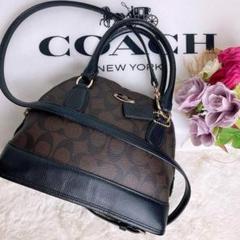 美品☆COACHコーチ2wayミニショルダーバッグ シグネチャー ブラウン