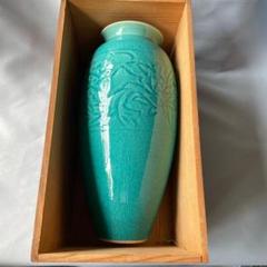中国古玩青磁花瓶【桐箱付】36cm18cm