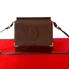 極 美品 カルティエ マストライン ロゴ レザー ショルダーバッグ ボルドーのサムネイル