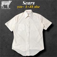 希少70s Sears シアーズ　ストライプ半袖シャツ　実寸L~XLヴィンテージ