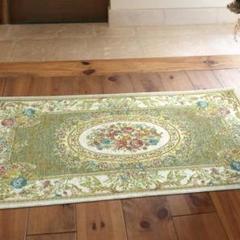 ゴブラン織り 玄関マット 60x90cm 洗える 滑り止加工 パレス グリーン