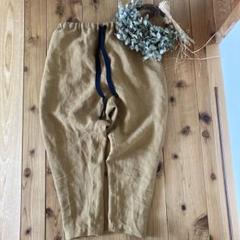 田村＊ハンドメイド＊サフィラン　フランスリネン　サルエルパンツ　キャメルＬ 田村様専用＊ハンドメイド＊サフィラン フランスリネン サルエル
