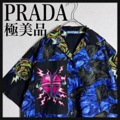 【美品☆サンダー☆ローズ☆ハート】プラダ オープンカラーシャツ 即完売 入手困難