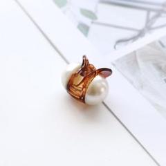 【送料無料】パール ピックパール ヘアクリップ バンスクリップ ブラウン