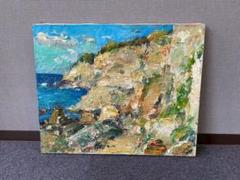 水野秀則作　 【熱海風景】 風景画 油彩画 黒フレーム 水野秀則作 【熱海風景】 風景画 油彩画 黒フレーム