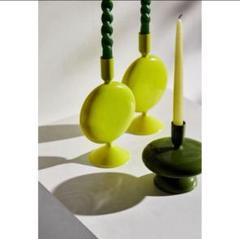 H&M HOME ガラスキャンドルスタンド キャンドルホルダー ライムグリーン