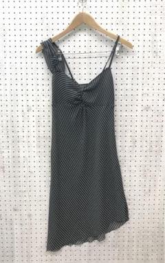 Y2K セクシー　海外ガールvibes 幾何学模様シースルー アシメキャミワンピ