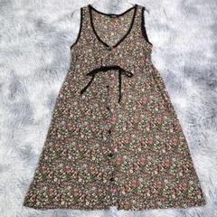 Heather ノースリーブワンピース　花柄　総柄　薄手　レディース　透け感あり
