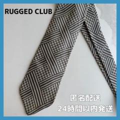 【美品✨️】RUGGED CLUB ネクタイ グレー チェックストライプ柄 総柄