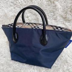 ✨良品✨バーバリーブルーレーベル　トートバッグ　ナイロン　ストライプ　ロゴ BURBERRY バーバリー ブルーレーベル トートバッグ ナイロン素材