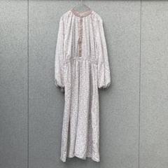 2382【NOWNOW】M♡小花柄ロングワンピース 長袖 ゴムウエスト 薄手