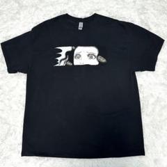 古着　GILDAN 　Tシャツ　アートプリント　半袖　2XL　ブラック