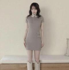 andmary Leila knit mini dress gray - メルカリ