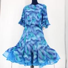 【美品 日本製社交ダンス衣装】上下セット トップス スカート LAFORET 青 美品 日本製社交ダンス衣装】上下セット トップス スカート