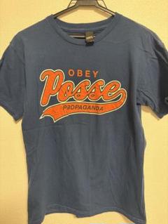 アメリカ古着　OBEY Posse Propaganda Tシャツ　ネイビー