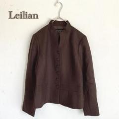 【レリアン/Leilian】ジャケット　スタンドカラー　茶色【7】毛100%