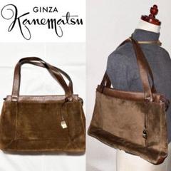 美品 銀座かねまつ GINZA Kanematsu 4万円程 革 レザー バッグ