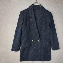 【レトロ総刺繍ダブルテーラードジャケットМ　七分袖】古着