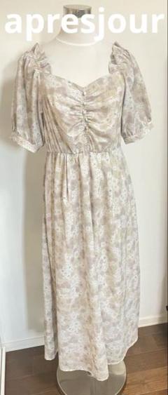 apresjour ロングワンピース　花柄　スクエアネック　アプレルージュ