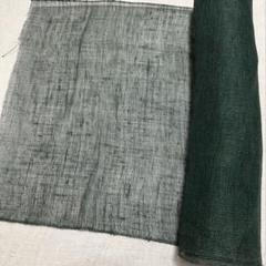 古布 麻 蚊帳生地 深緑① 34×325cm 草木染め 反物 はぎれ 襤褸