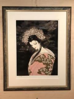 天野喜孝　「桜姫」　ミクスドメディア　直筆サイン・エディション・作品証明書有り 天野喜孝 「桜姫」 ミクスドメディア 直筆サイン・エディション