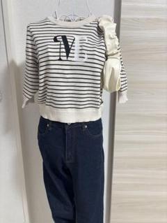 コーデ売り　ボーダー　デニム