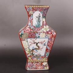 清乾隆蒔金琺瑯彩花鳥四方瓶  景徳鎮 陶磁器 装飾品 現代工芸品 美術品 置物 清乾隆年琺瑯彩窓花鳥四方瓶 景徳鎮 陶磁器 装飾品 現代工芸品