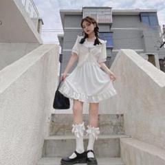 ボリューム フリル 半袖 シンプル ミニ ワンピース 白 黒 wwop-345.jpg
