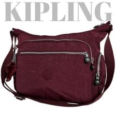 【美品】kipling モンキーチャーム ショルダーバッグ　バーガンディ　240
