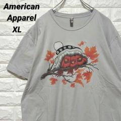 【American Apparel】USA製 半袖プリントTシャツ グレー 鳥