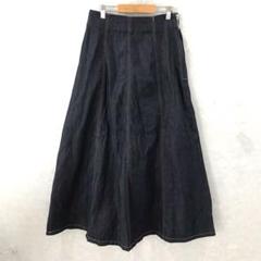 US古着 インディゴ デニム フレアロングスカート ネイビー フリー